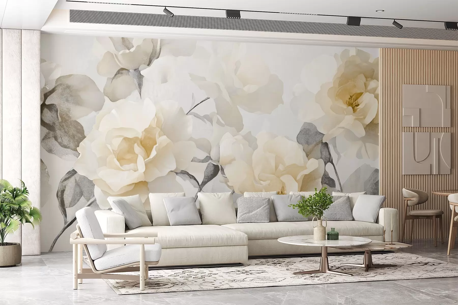 murales de pared Delicadas flores vintage con textura w09071v2