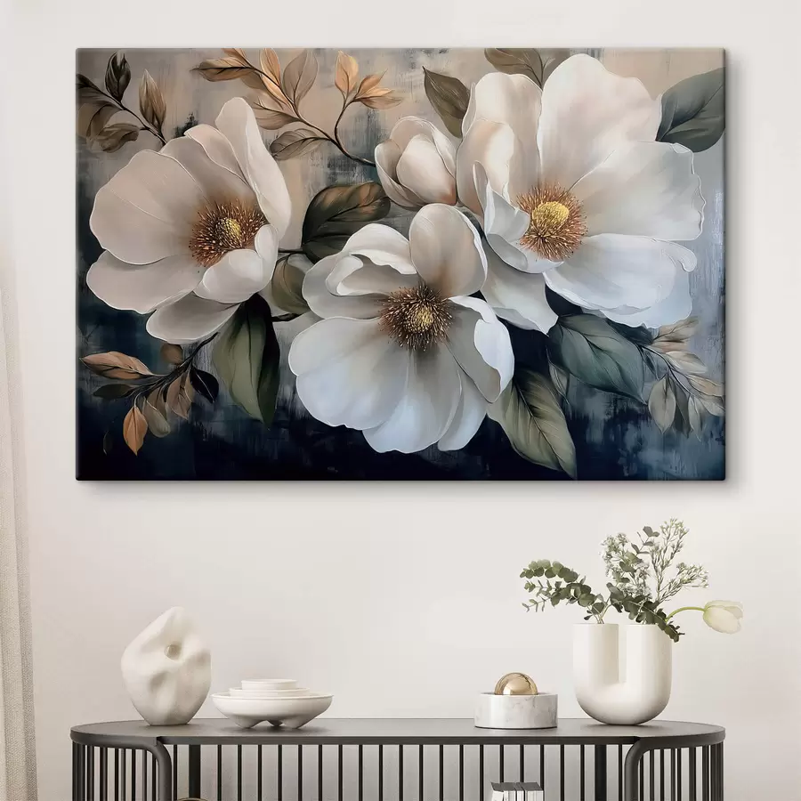 murales de pared Flores grandes sobre fondo vintage s44260