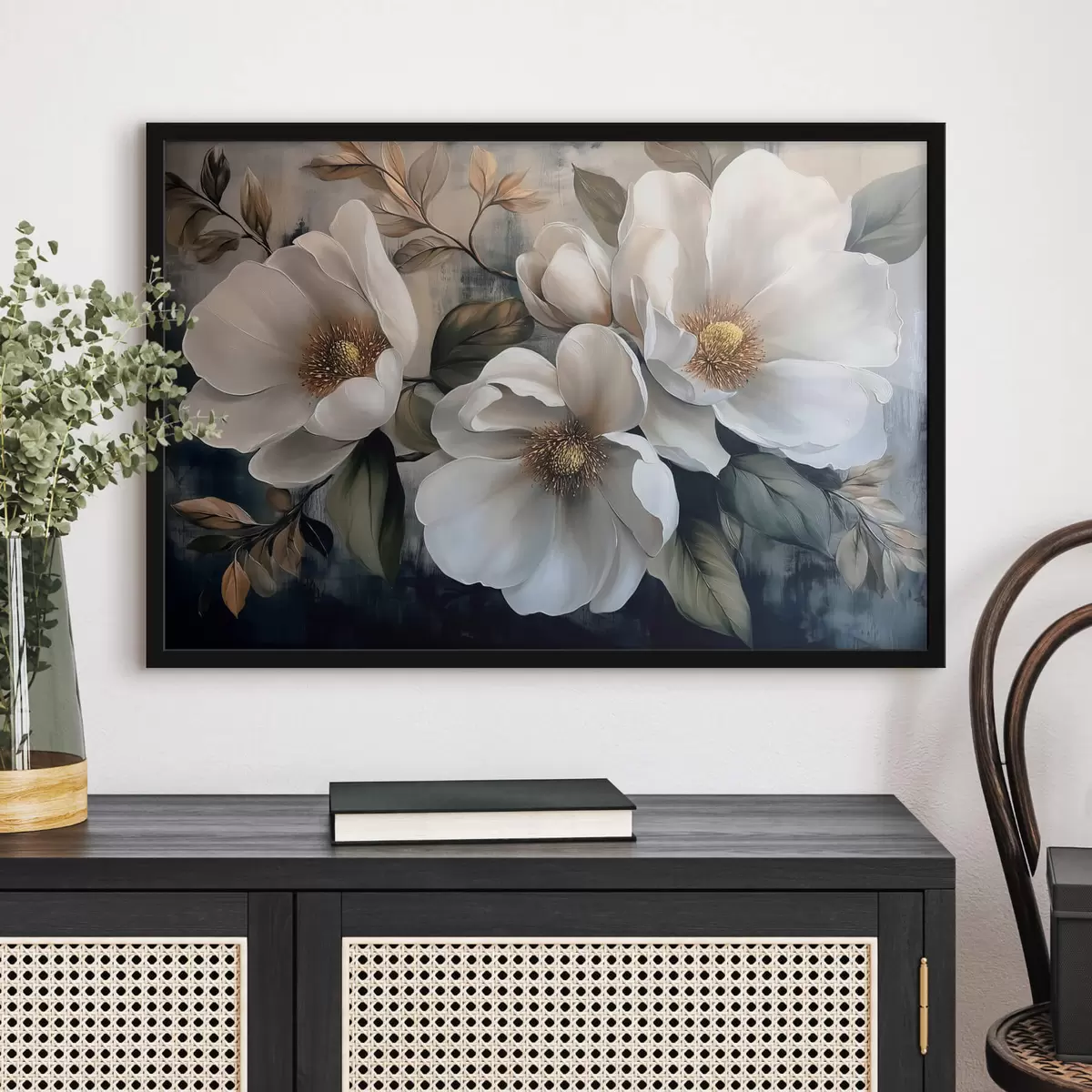 Poster Flores grandes sobre fondo vintage f44260