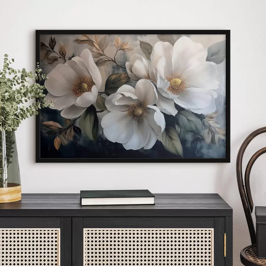 murales de pared Flores grandes sobre fondo vintage f44260