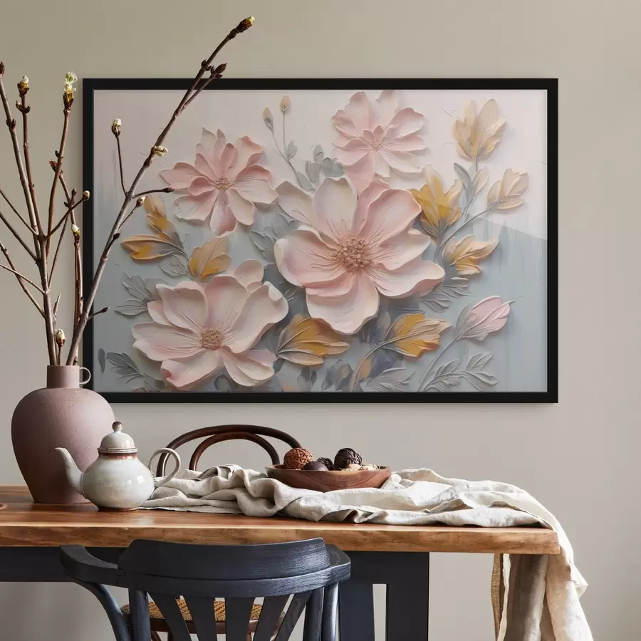 murales de pared Pintura imitación flores f44289