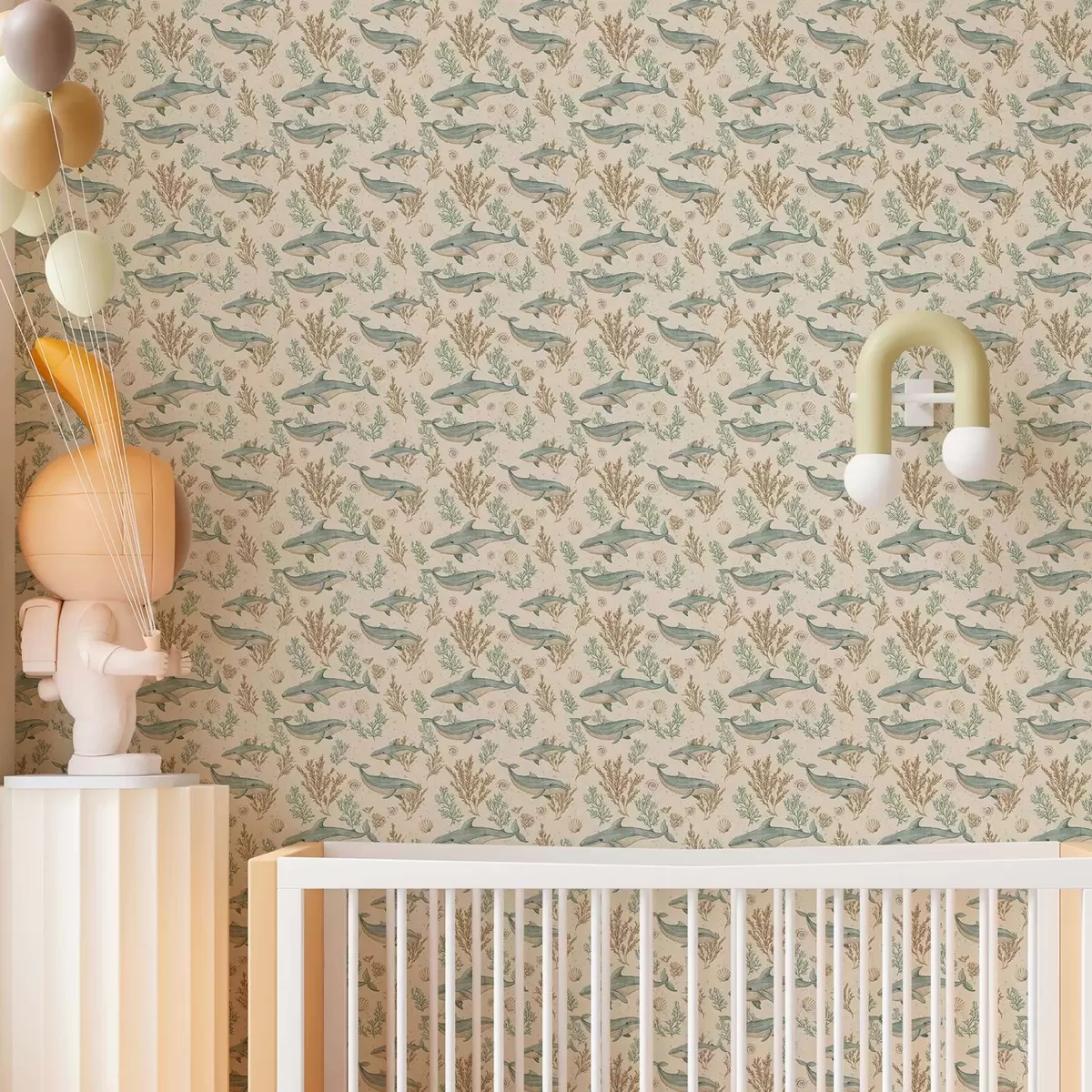 Papel pintado Ballenas sobre fondo blanco a00117