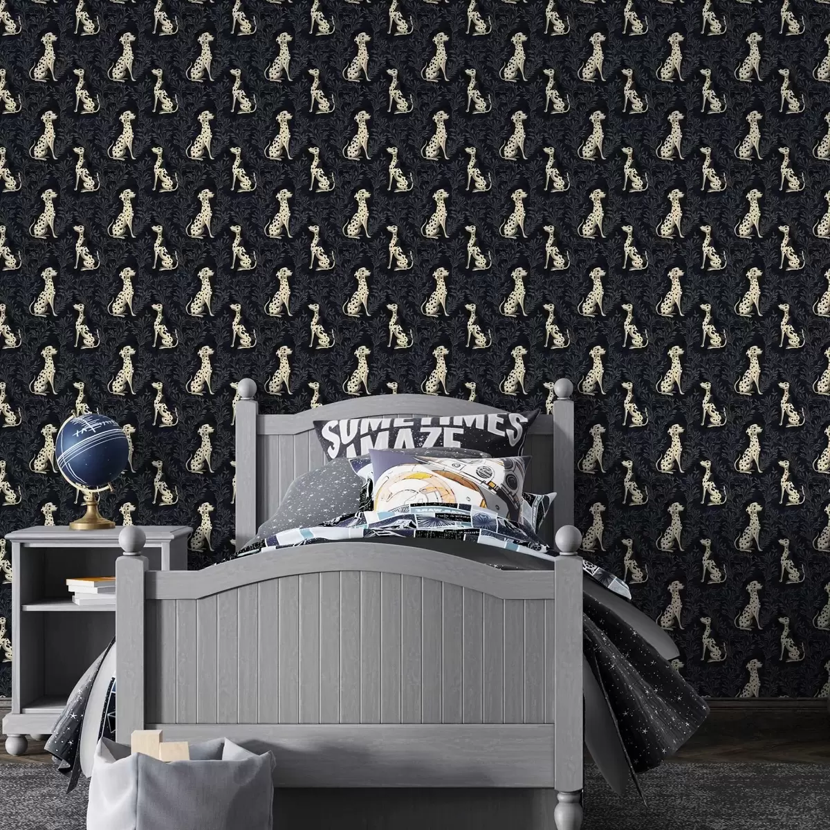 Papel pintado Dálmatas sobre fondo oscuro a00121