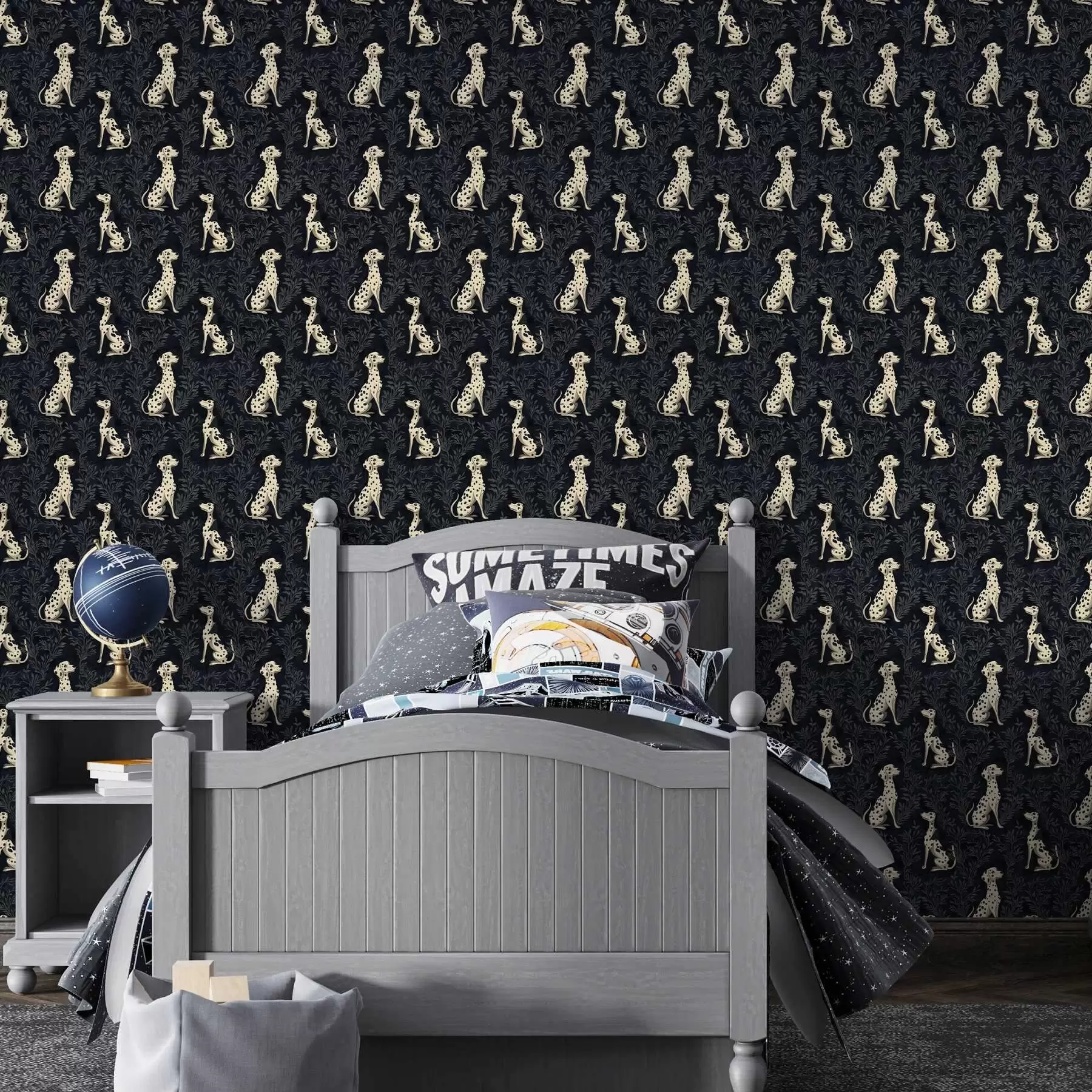 murales de pared Dálmatas sobre fondo oscuro a00121