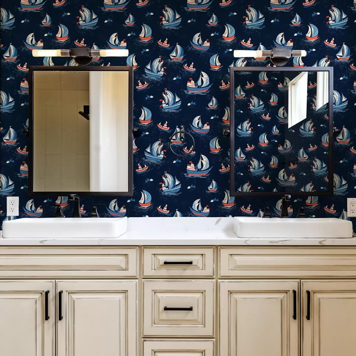 Papel pintado Barcos sobre fondo azul a00126v1