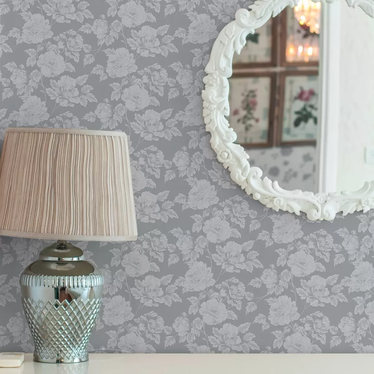 Papel pintado Flores claras sobre fondo gris a00129v1