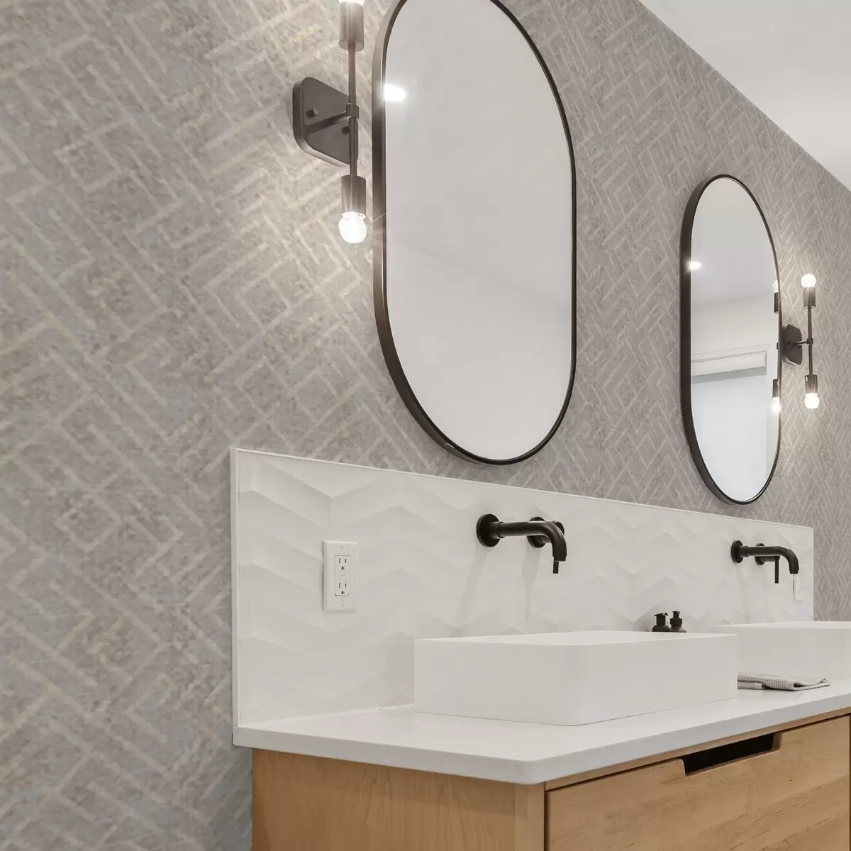 Papel pintado Motivo retro sobre fondo gris y beige a00142