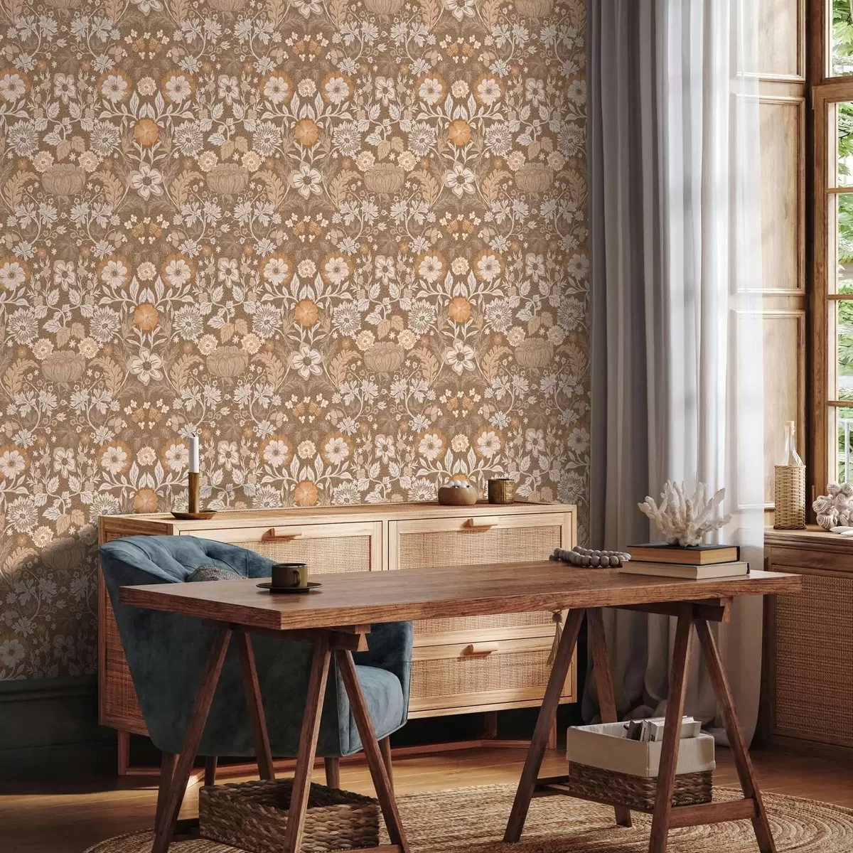 Papel pintado Composición floral de terracota con ornamento a00145v1