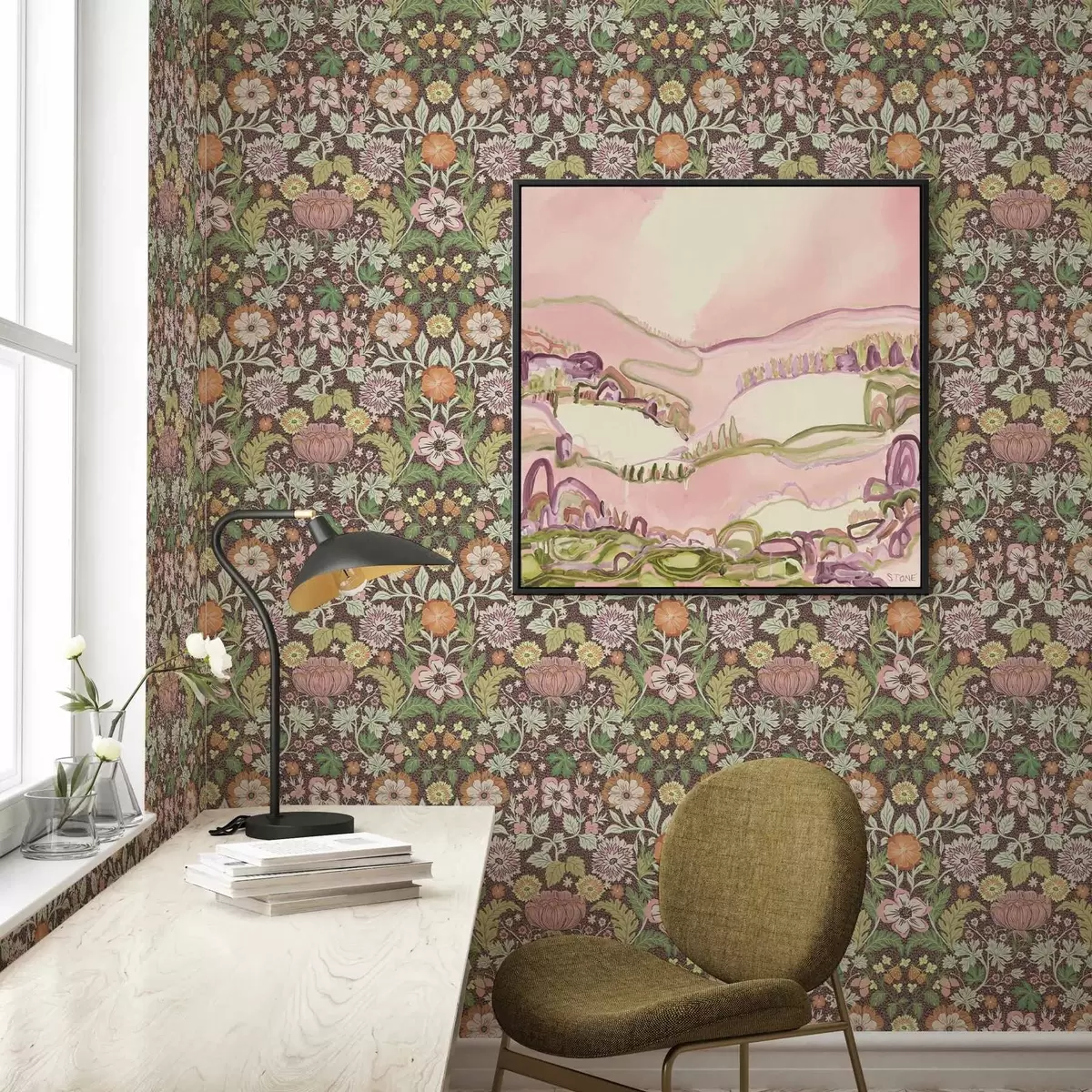 Papel pintado Estampado colorido con vegetación y flores a00145v3