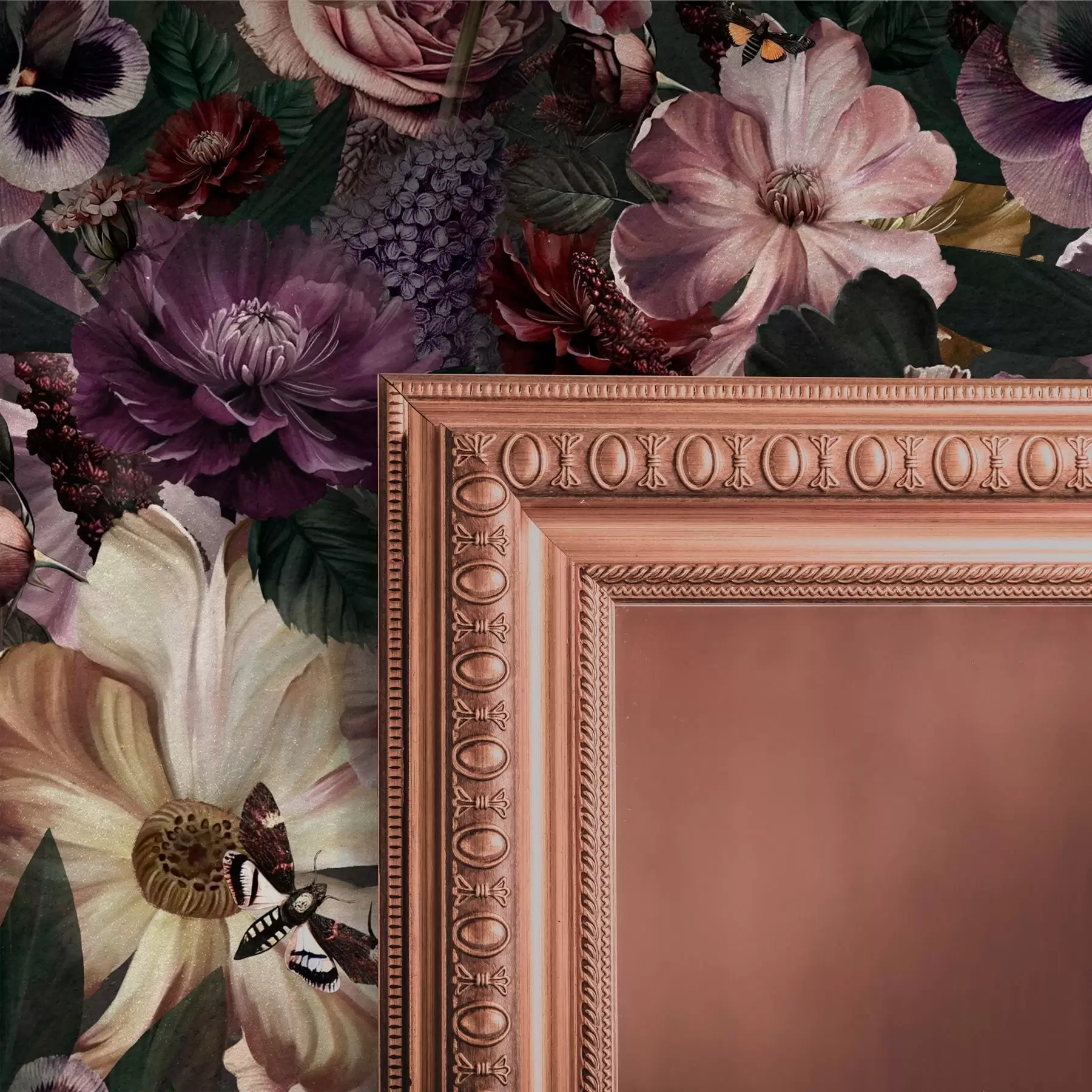 murales de pared Estampado floral artístico en colores oscuros a00147