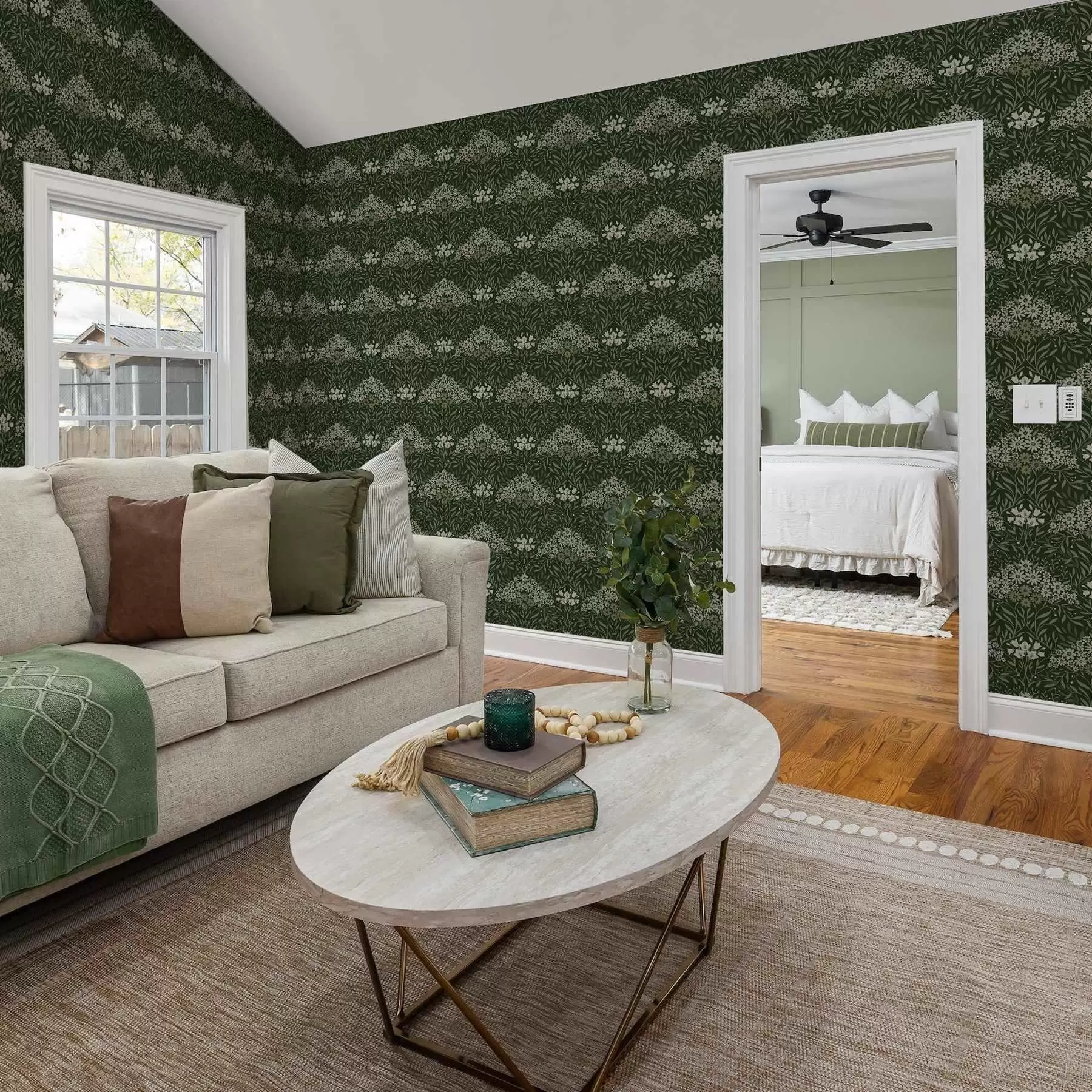 murales de pared Simetría floral con flores sobre fondo oscuro a00153