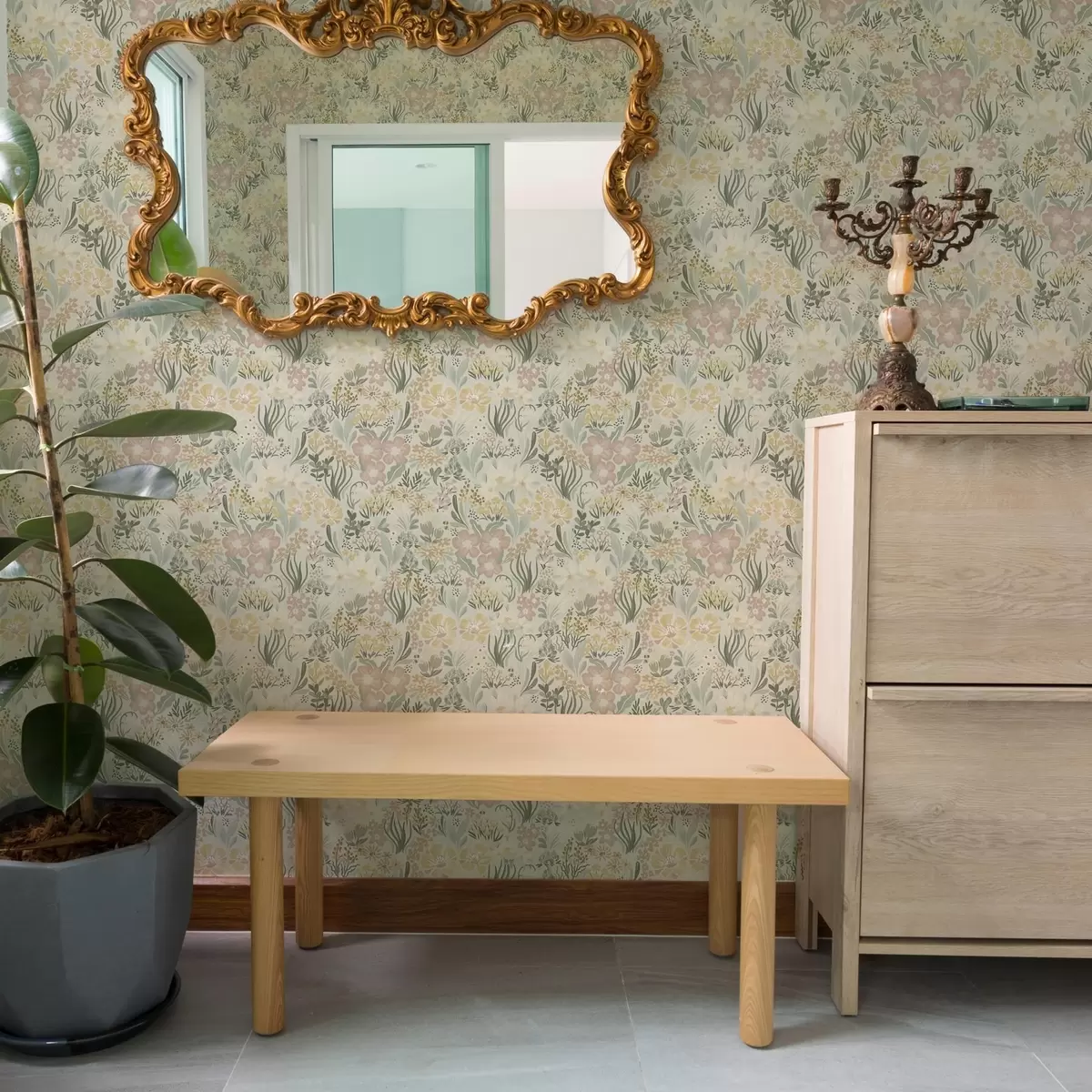 Papel pintado Estampado floral en tonos pastel a00154v1