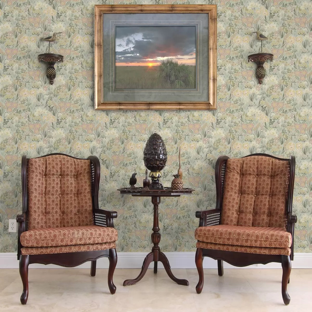 Papel pintado Composición primaveral en suaves tonos verdes a00154v2