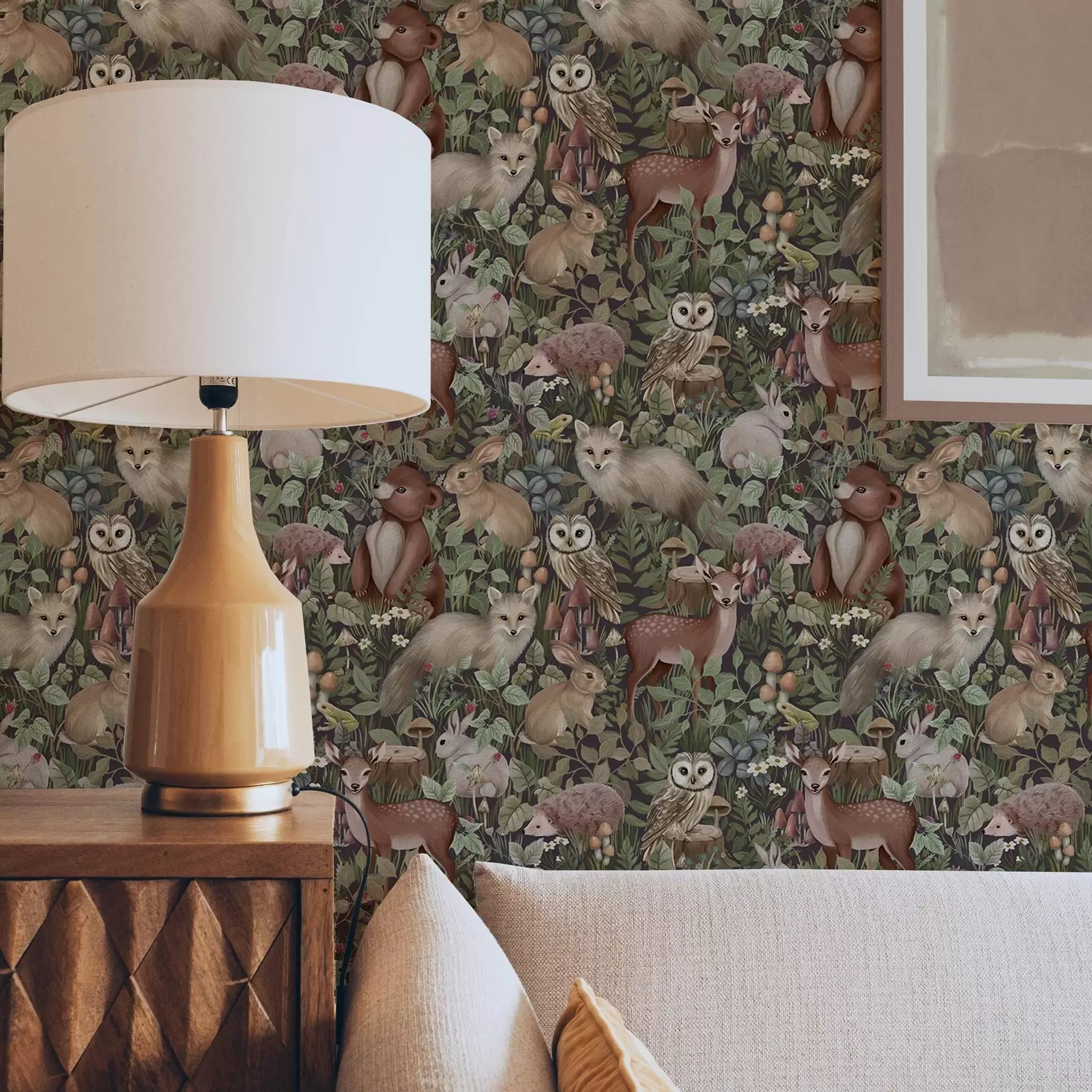 murales de pared Animales del bosque en estilo cuento de hadas a00156