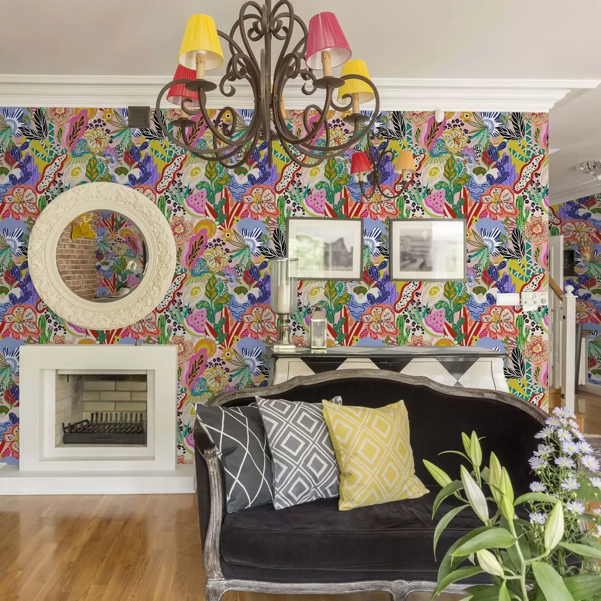 Papel pintado Estampado floral abstracto de estilo pop art a00167