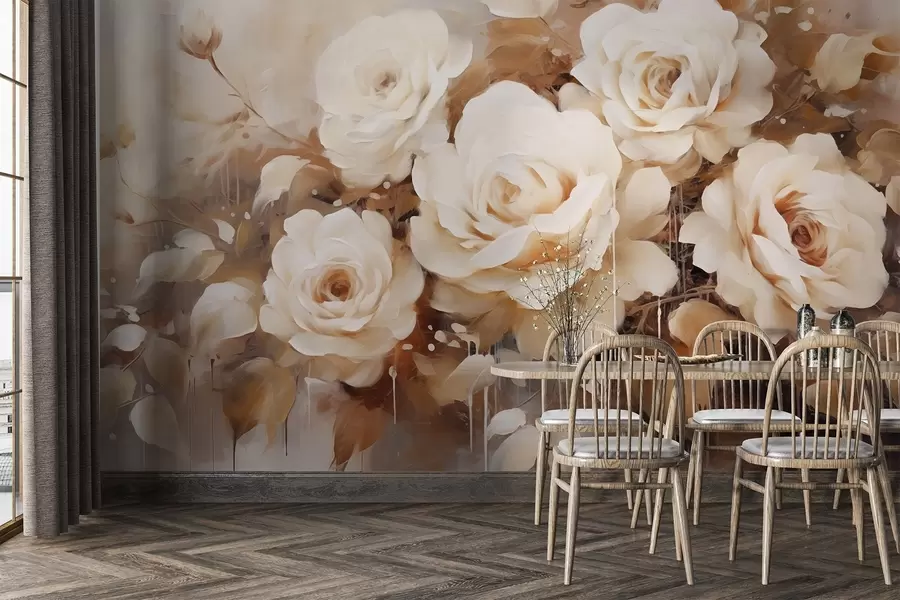 murales de pared Rosas de estilo vintage w03895