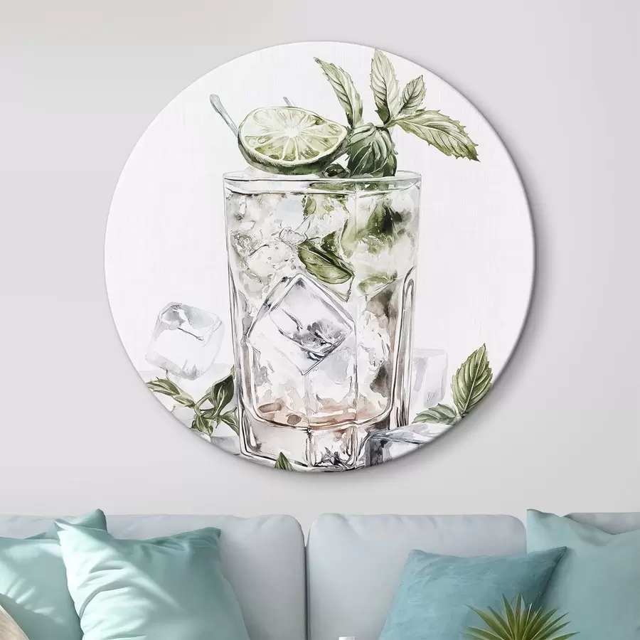 murales de pared Cóctel mojito, bebidas estilo acuarela, menta r44302