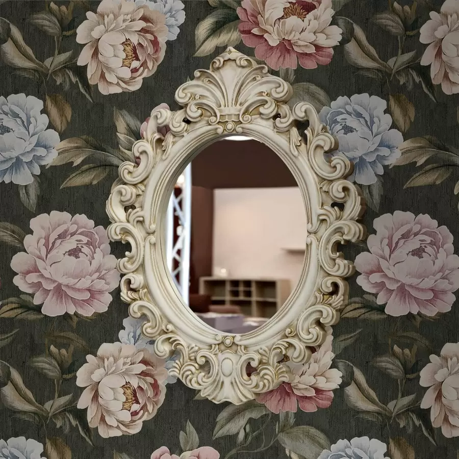 murales de pared Peonías sobre fondo verde oscuro a00106