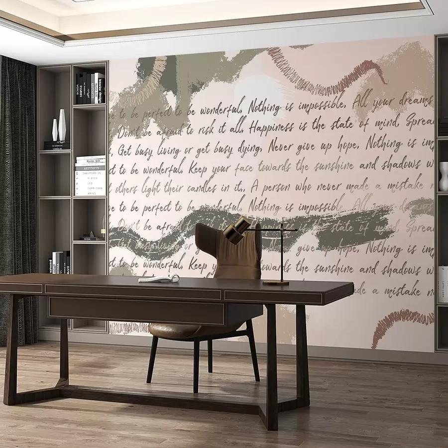 murales de pared Diseño con citas inspiradoras, abstracción, colores naturales w03909