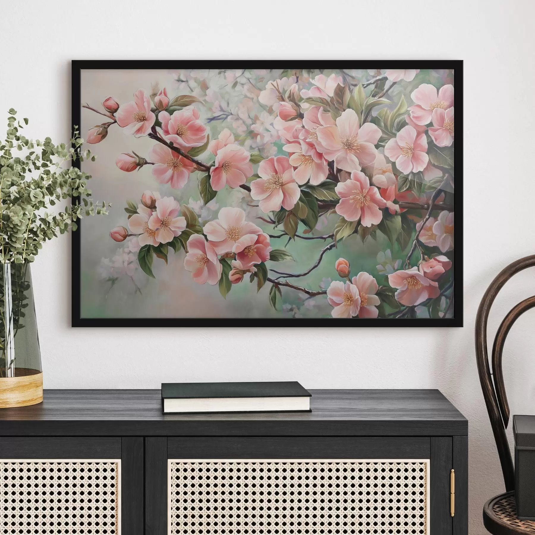 murales de pared Ramas de árboles rosas en flor f44327