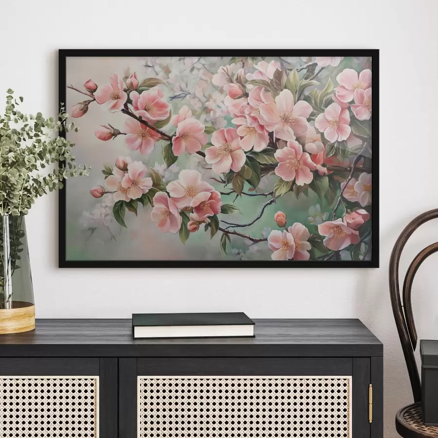 murales de pared Ramas de árboles rosas en flor f44327