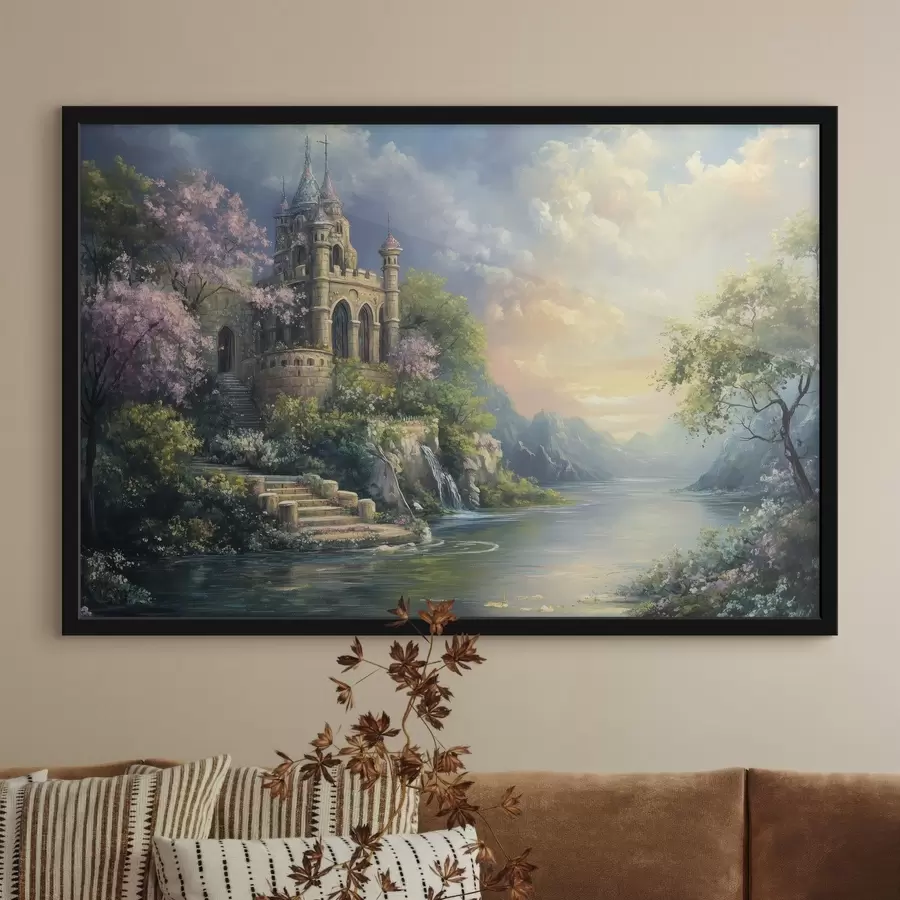 murales de pared Castillo a orillas del lago f44329