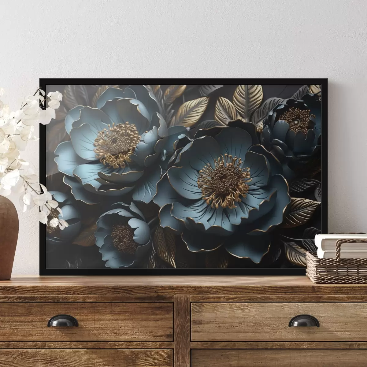 Poster Grandes flores azules f44370