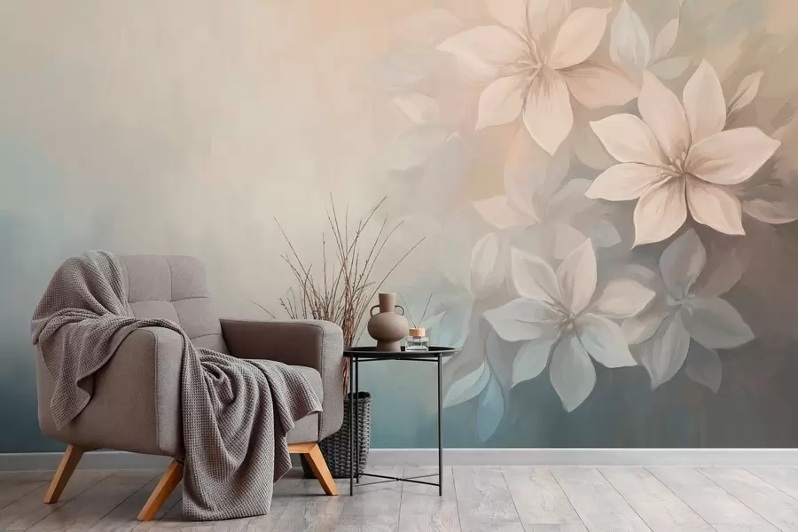 murales de pared elegantes flores al óleo  w03770