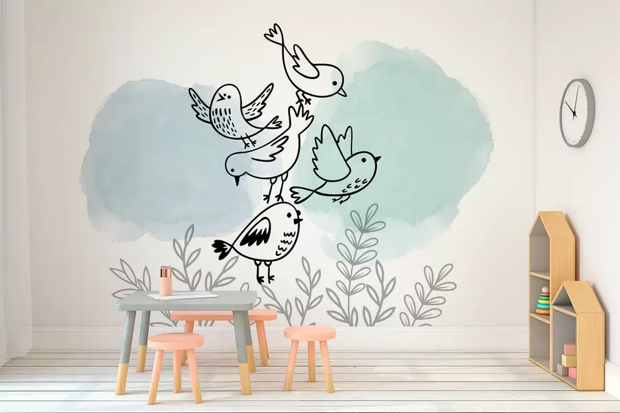 murales de pared Pájaros entre las ramas w03950v1