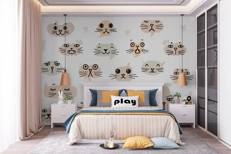 murales de pared Caras de gato w03951