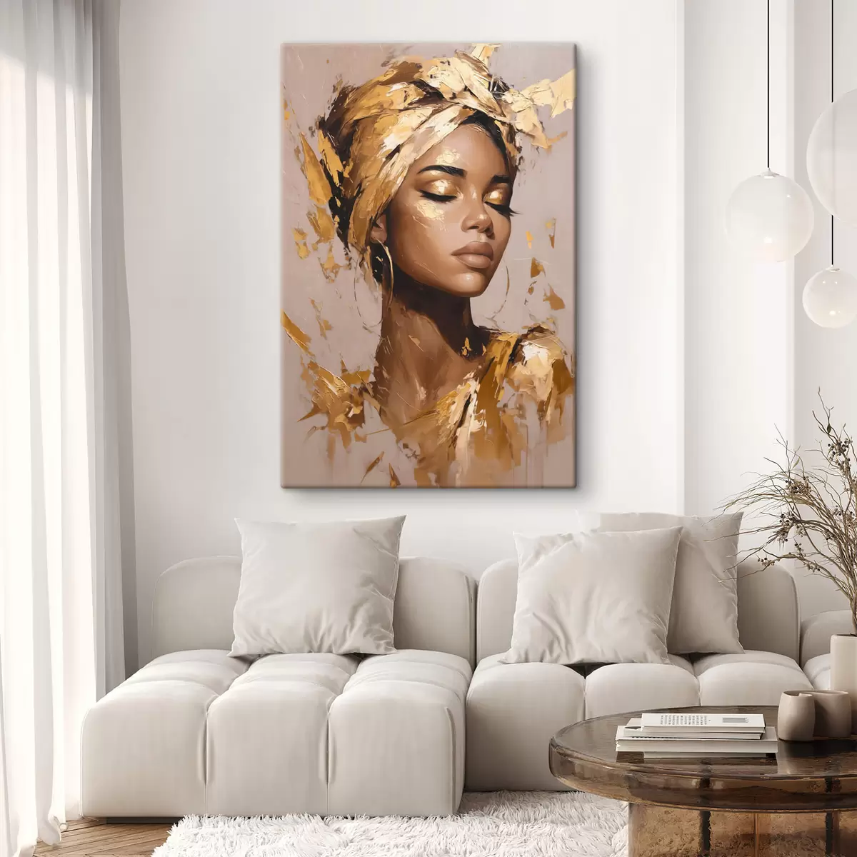 murales de pared Una mujer hermosa y elegante, con un pañuelo en la cabeza s44368