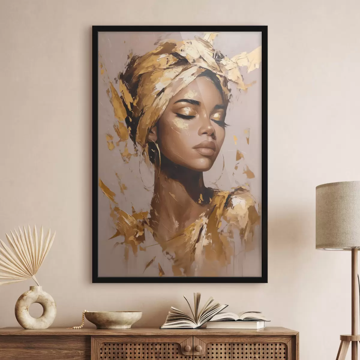 Poster Una mujer hermosa y elegante, con un pañuelo en la cabeza f44368