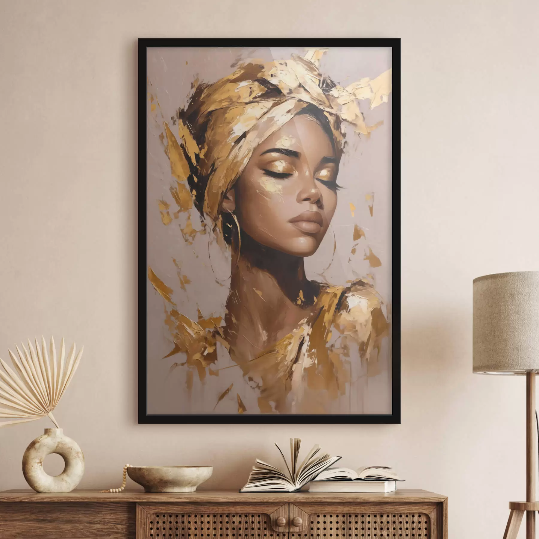 murales de pared Una mujer hermosa y elegante, con un pañuelo en la cabeza f44368