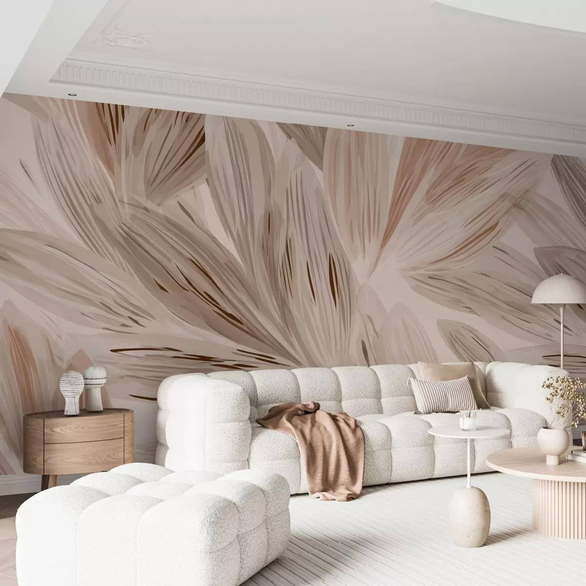 murales de pared Plantas beige, abstracción ligera estilo acuarela w09127