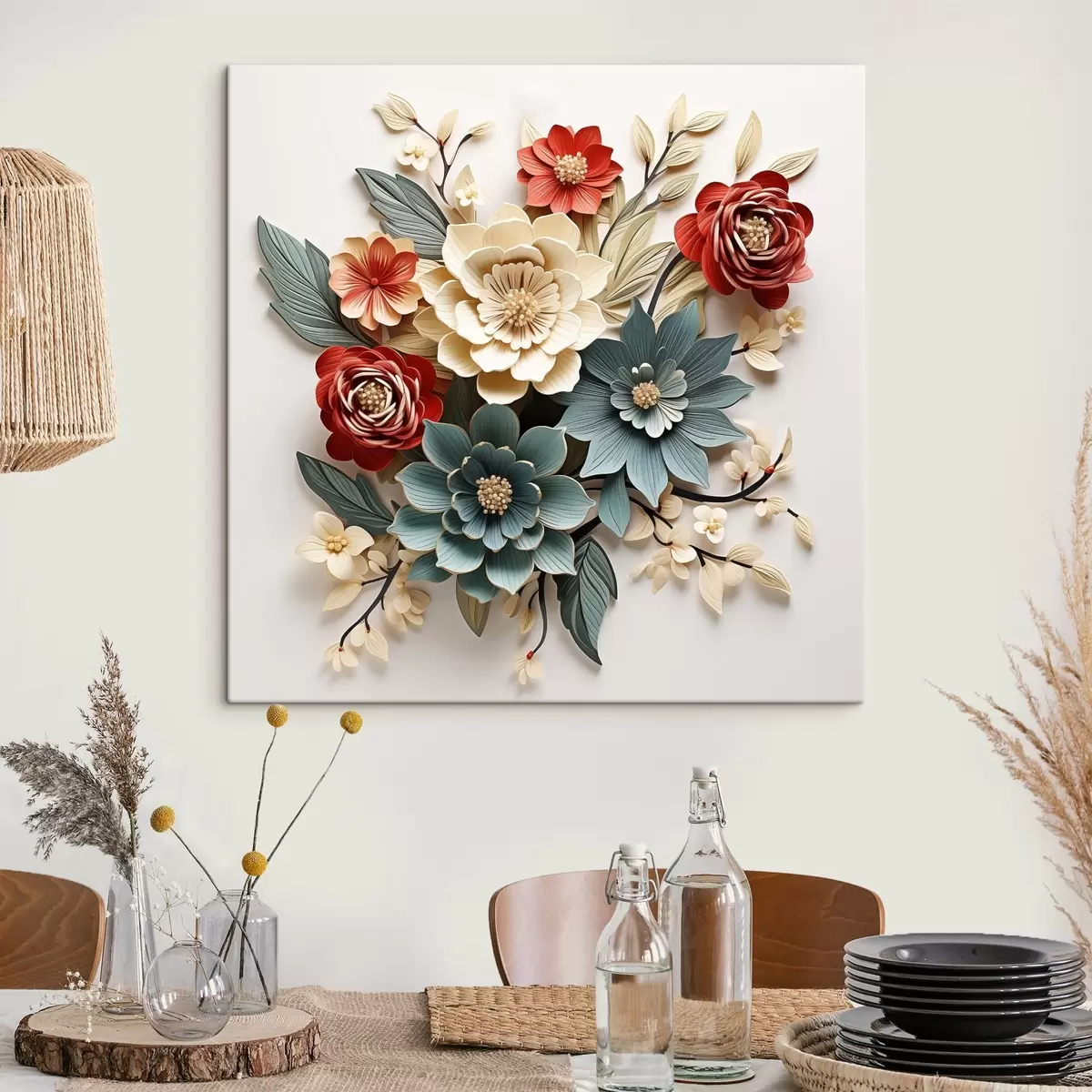 murales de pared Composición floral 3D brillante y voluminosa s44338