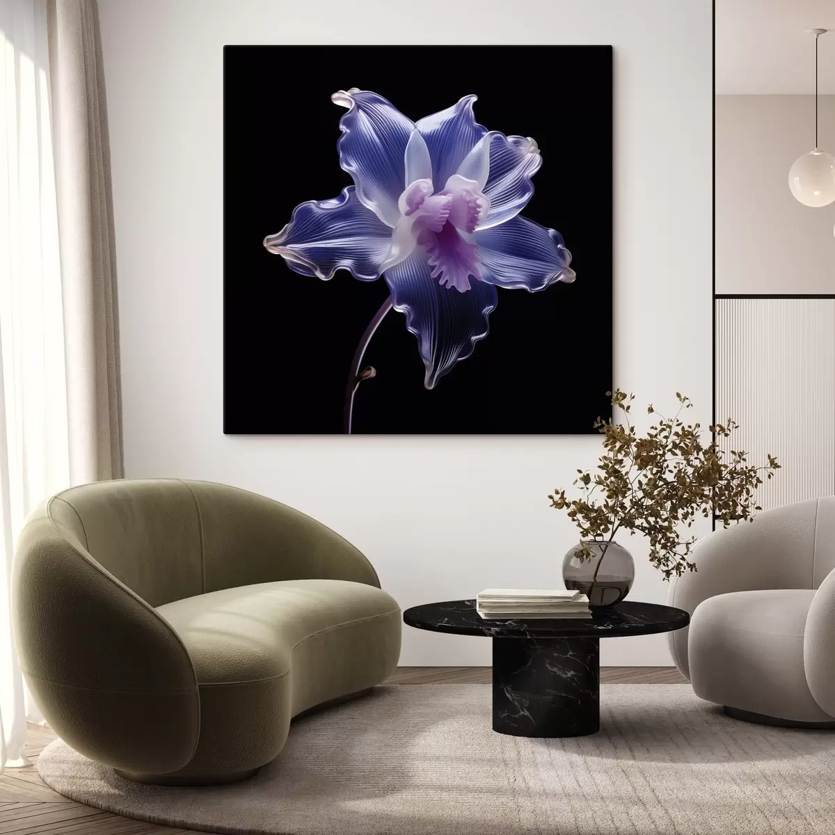 murales de pared Pétalos translúcidos con venas sobre fondo negro s44347