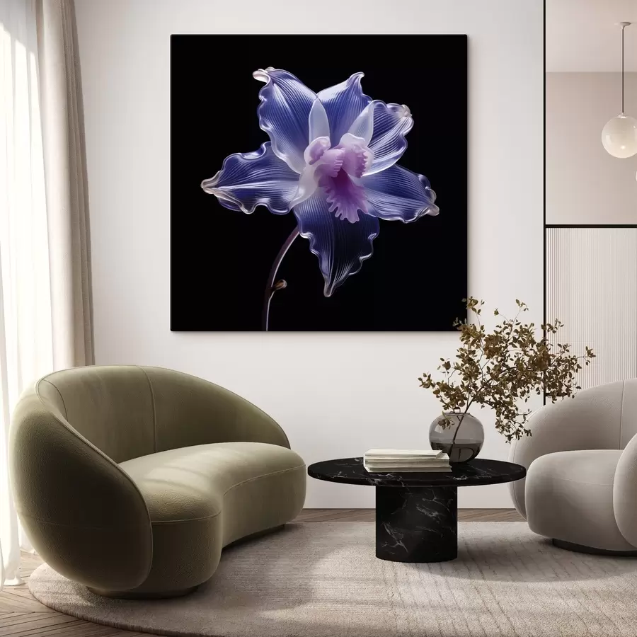 murales de pared Pétalos translúcidos con venas sobre fondo negro s44347