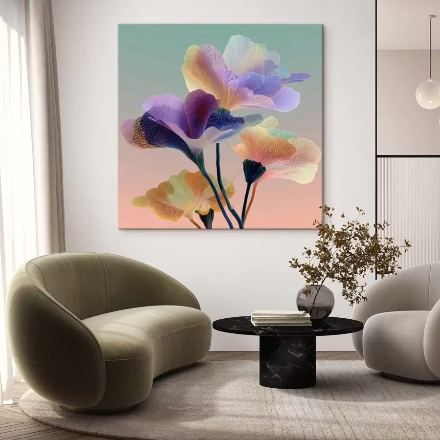 murales de pared -Flores translúcidas con delicadas venas s44350