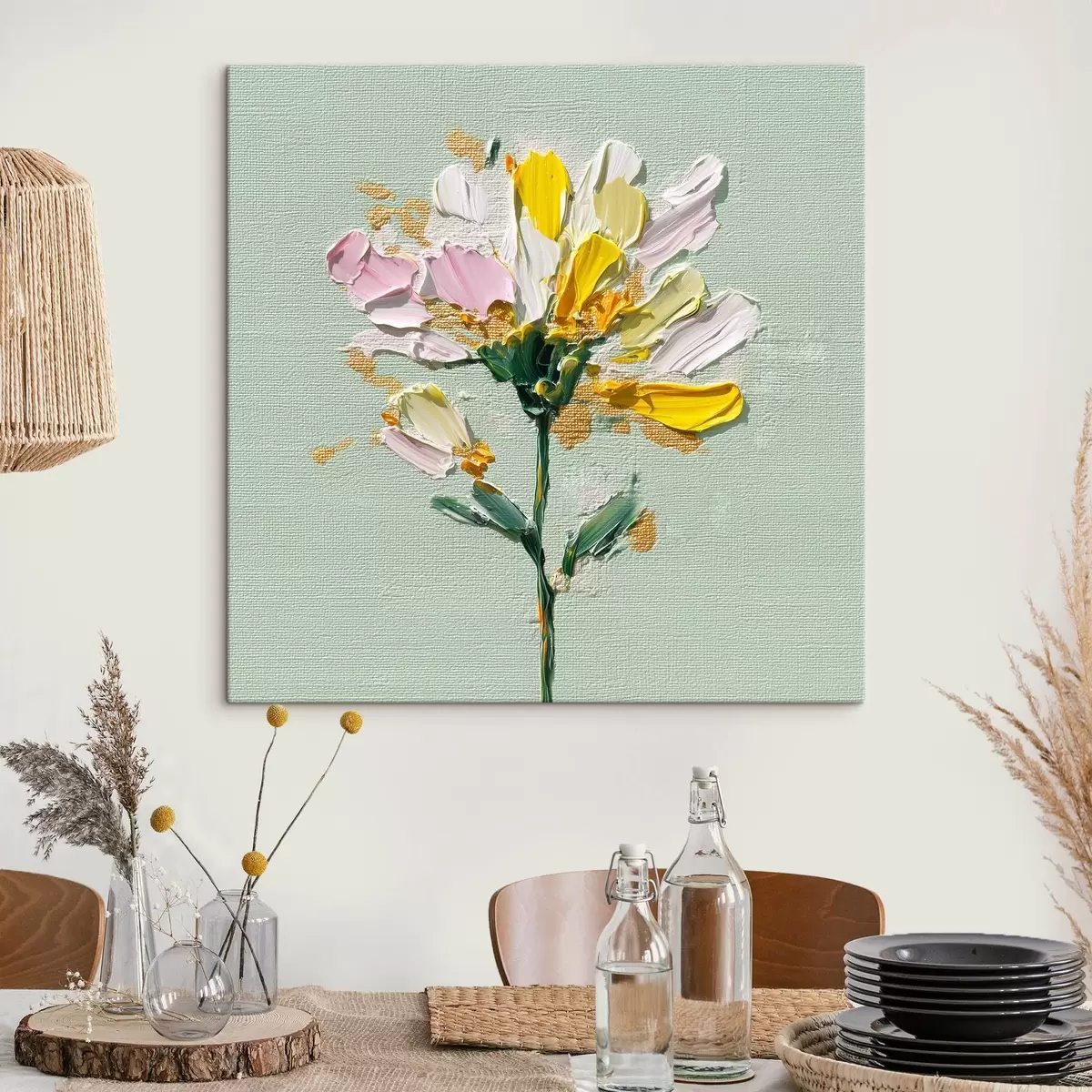 murales de pared Ramo soleado sobre fondo menta s44354