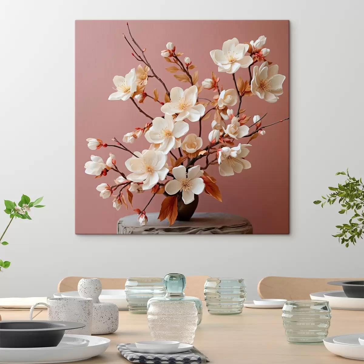 murales de pared Ternura pastel de magnolia sobre fondo rosa s44357