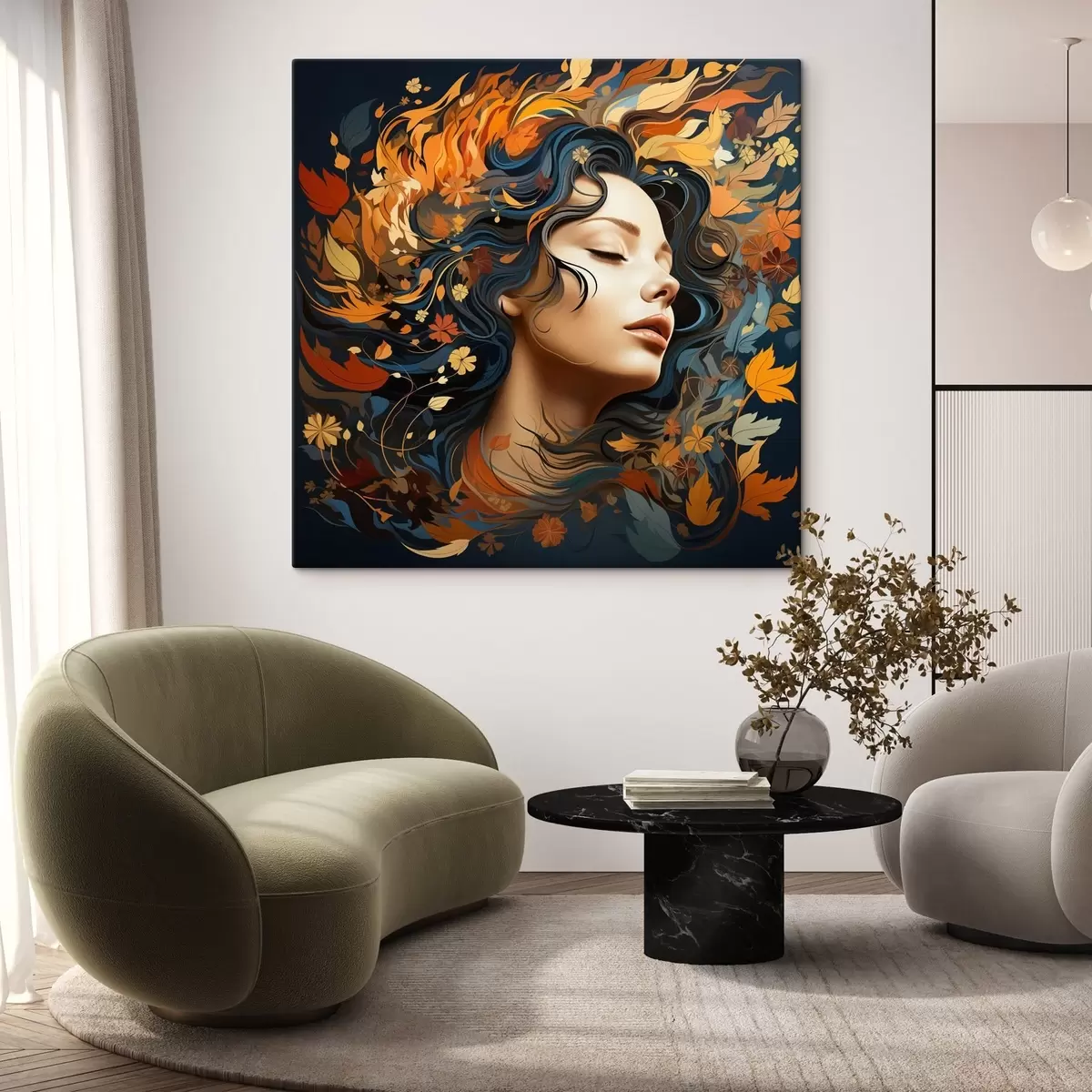 murales de pared La niña y las hojas que caen s44358