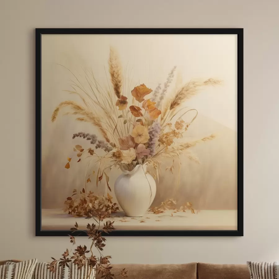 murales de pared Sinfonía pastel de flores secas f44336