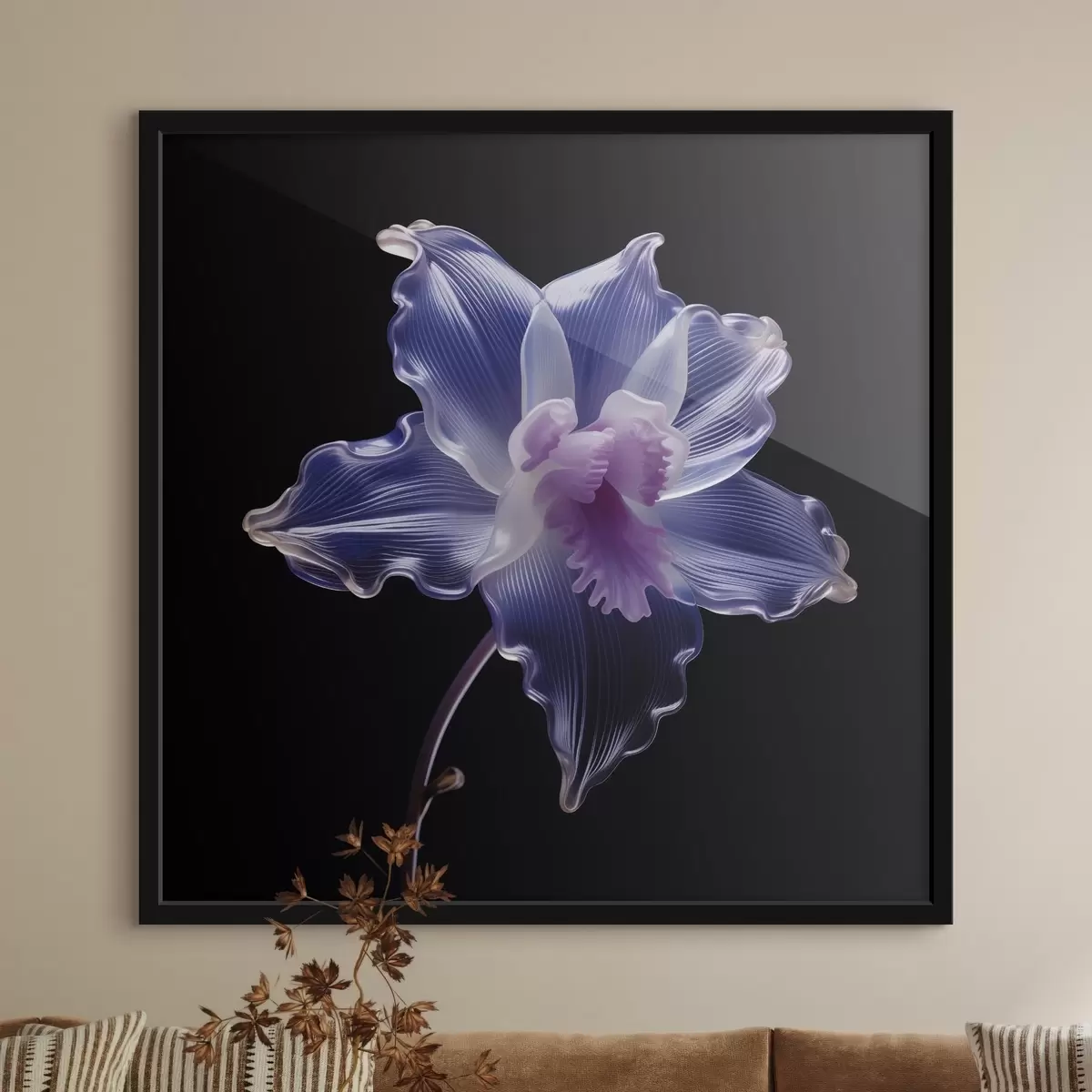 Poster Pétalos translúcidos con venas sobre fondo negro f44347