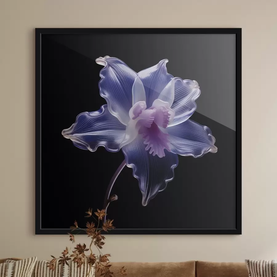 murales de pared Pétalos translúcidos con venas sobre fondo negro f44347