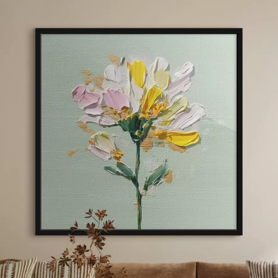 murales de pared Ramo soleado sobre fondo menta f44354