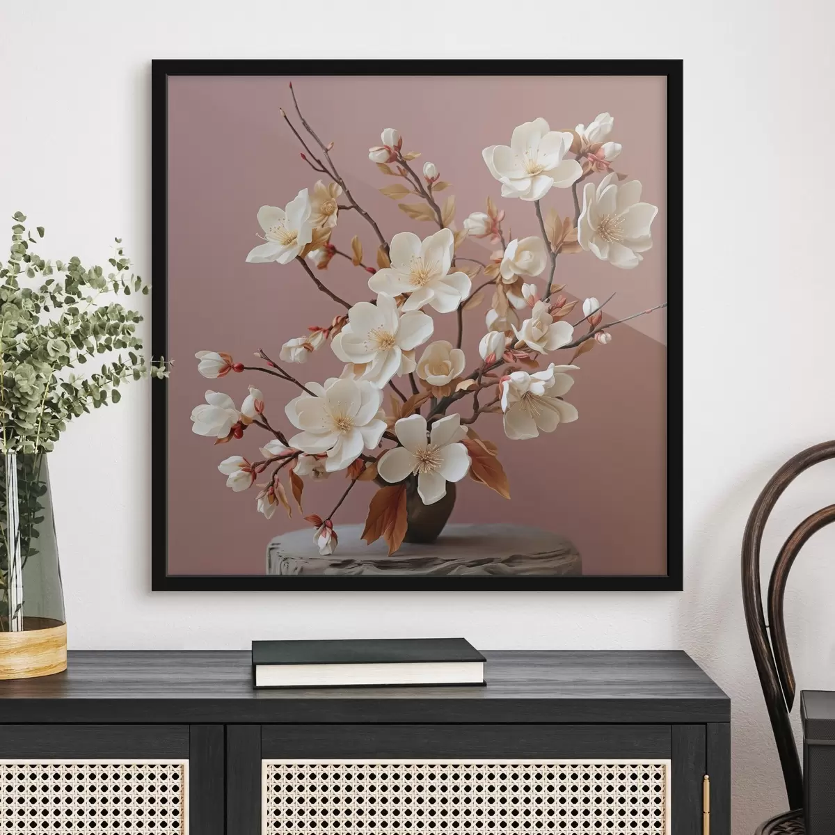 Poster Ternura pastel de magnolia sobre fondo rosa f44357