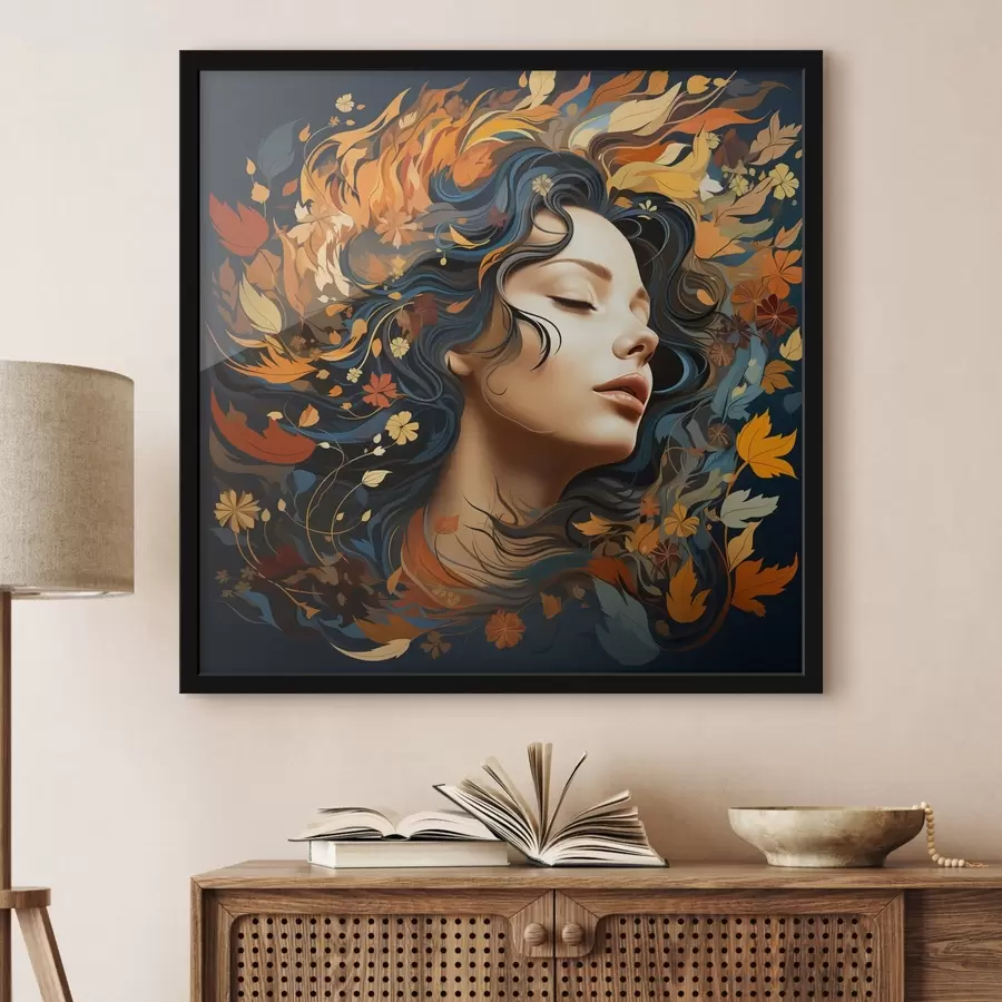 murales de pared La niña y las hojas que caen f44358