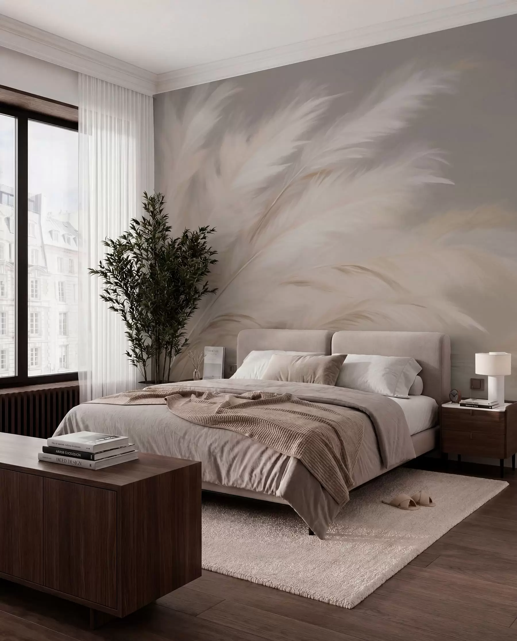 murales de pared Plumeros plateados w03992