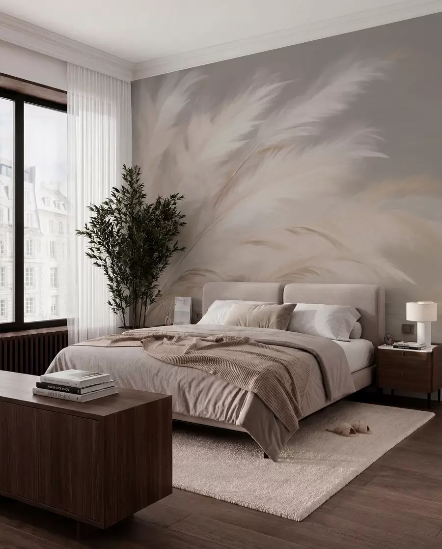 murales de pared Plumeros plateados w03992