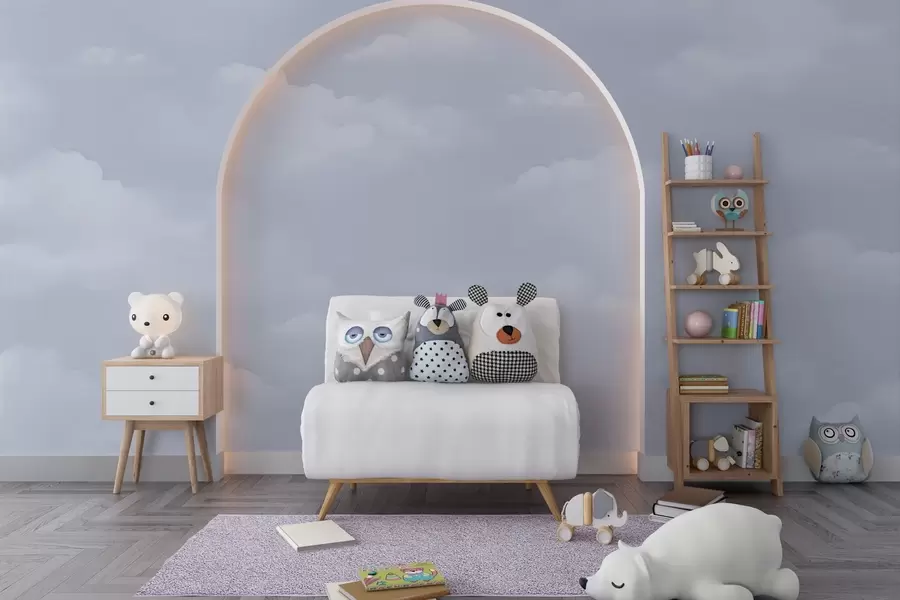 murales de pared Nubes azules en técnica de acuarela ligera w03994v1